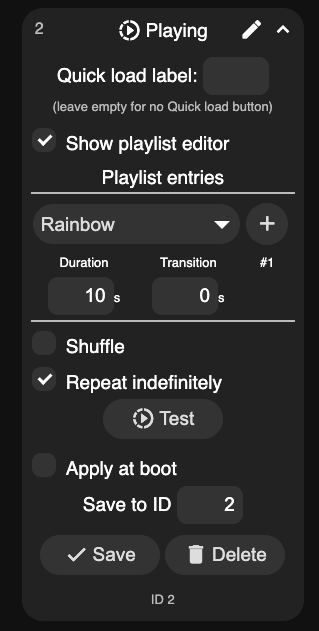 Playing Effect Configuration